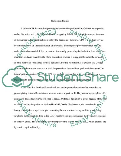 Nursing and Ethics: Cardiopulmonary Resuscitation