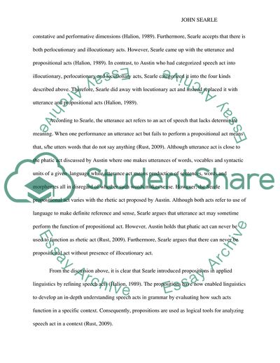 The Contribution of John Rogers Searle to Applied Linguistics