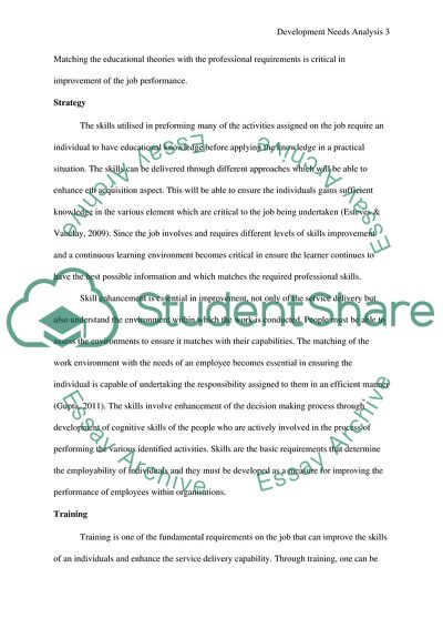 Development Needs Analysis