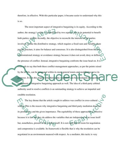 Literature Review: Factors Contributing to Integrative Conflict Resolution