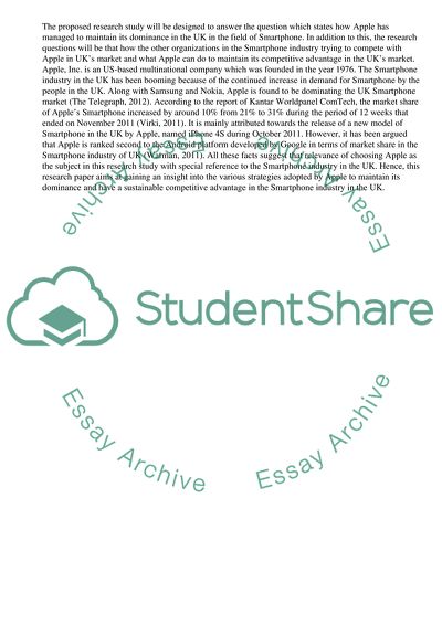 The Aspects Related to the Impact of Apple in the UK with Respect to the Smartphone Industry
