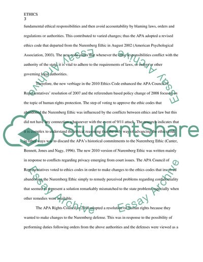 Nuremberg Defense in Ethics