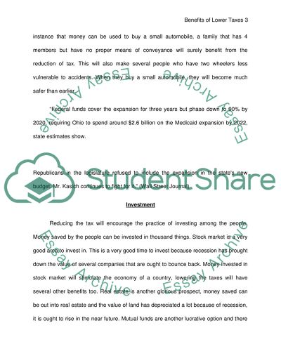 Benefits of Lower Taxes