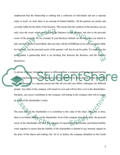 Form of Business Organisation for an Estate Agency Business