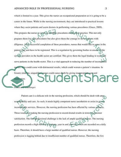 Nursing Capstone: An Analysis of an Advanced Role in Professional Nursing