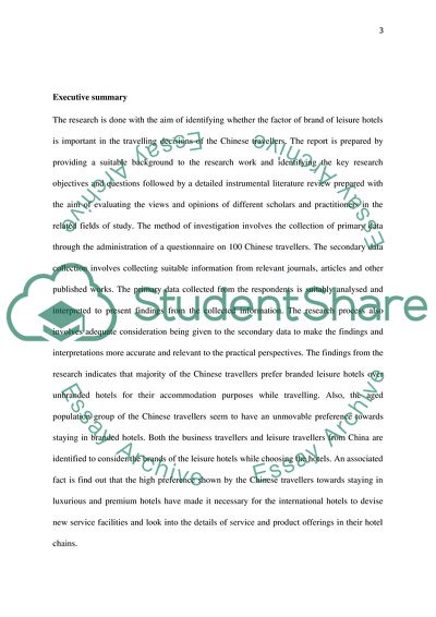 The Brand of Leisure Hotel and Chinese Customers