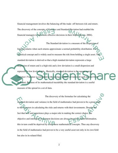 Impact of Mathematics in Finance