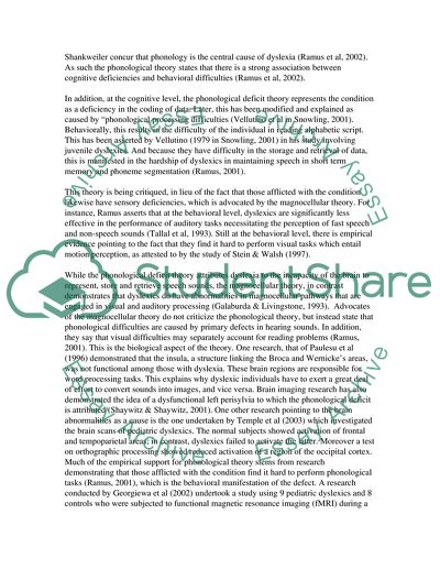 Comparison of the Phonological and Cerebellar Theories as Underpinnings of Dyslexia