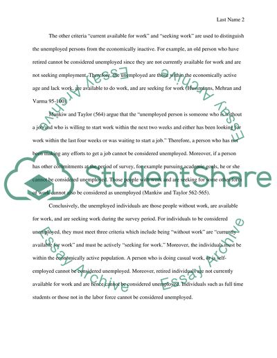 Defining the Term Unemployed