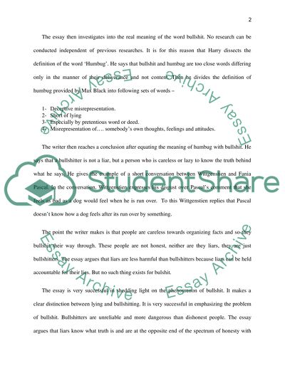 Close reading On Bullshit by Harry Frankfurt