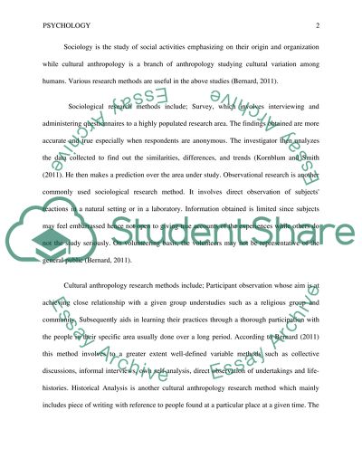 Sociological and Cultural Anthropological Research Methods