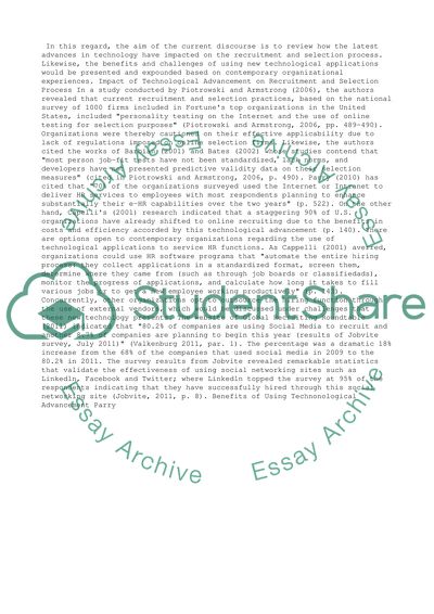 Impact of Latest Advances in Technology on the Recruitment and Selection Process