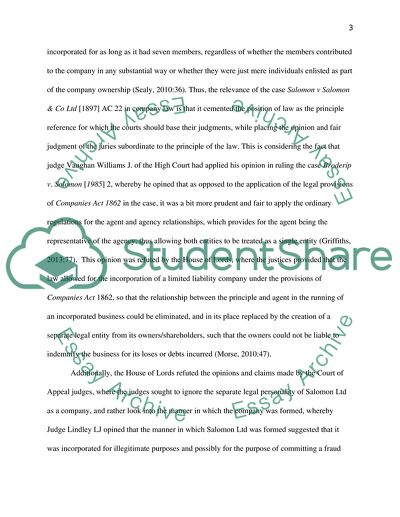 Impact of the Salomon v Salomon & Co Ltd Decision on Company Law