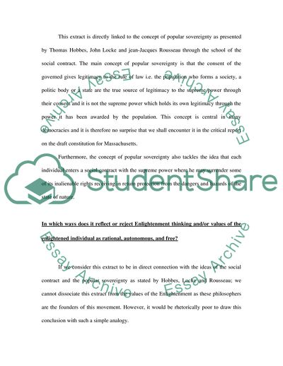 What do you understand to be the fundamental argument about sovereignty here In which ways does it reflect or reject Enlightenment thinking and/or values of th