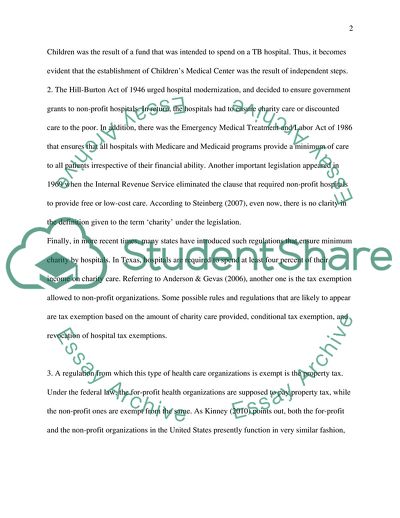 Not for Profit Health Organizations