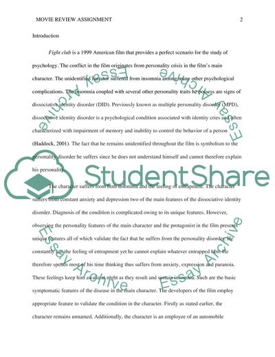 Review of Fight club under thoughts of Z.Freud