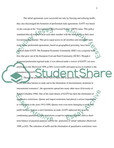 The General Agreement on Tariffs and Trade