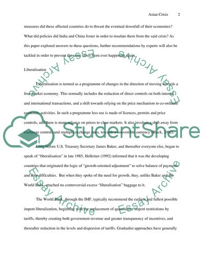 Liberalisation that Triggered the Asian Crisis and the Apparent Insulation of China and India