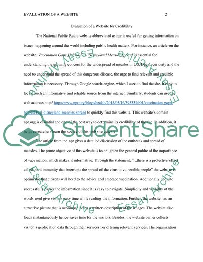 The Evaluating a Website for Credibility