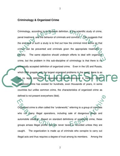 Current Concept of Organized Crime