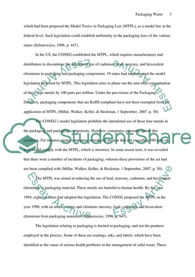 US Policies and Practices in Respect of Packaging Waste