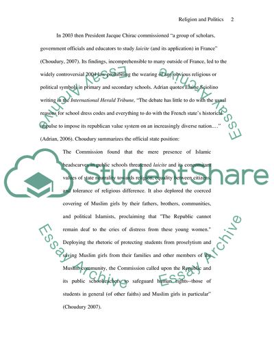 The Distinction Between Religion and Politics in France