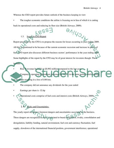 Financial Analysis: British Airways Plc