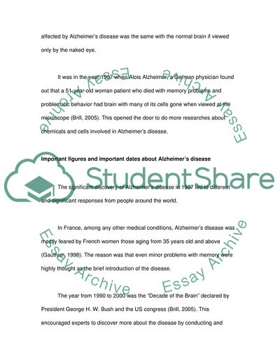 History of the Origin of Alzheimers Disease