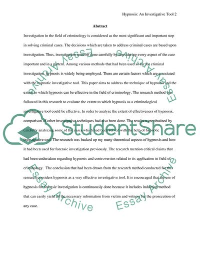 Hypnosis in Criminology