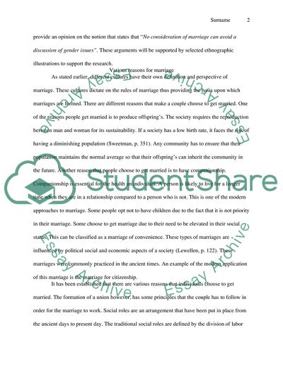 Gender Issues in Marriage