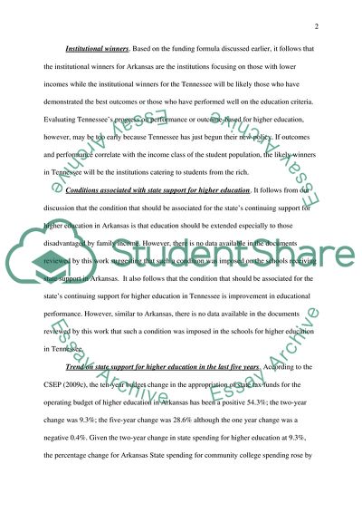 Comparing Arkansas and Tennessee in Financing Higher Education