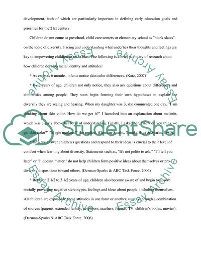 Culture nd Diversity Influence on Childrens Developing Sence of Self