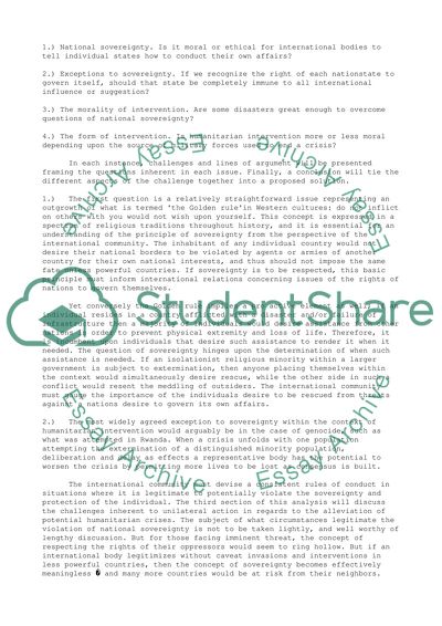 Humanitarian Intervention In A Military Capacity