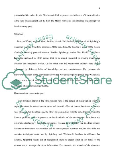 The films Jurassic Park and The Matrix