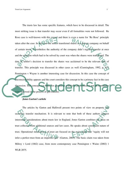 Trusts Law Arguments by Jones Garton and Margaret Halliwell