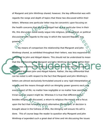 Comparing and contrasting the marriages of John and Margaret Winthrop and John and Abigail (Portia) Adams