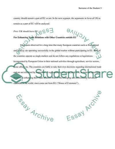 Pros and Cons of the UK Leaving the EU