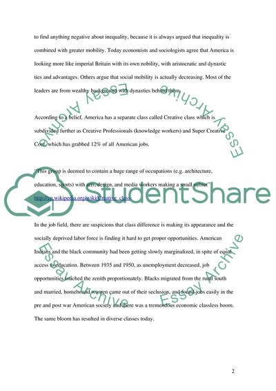 Class Culture in Area of Job Opportunities in United States
