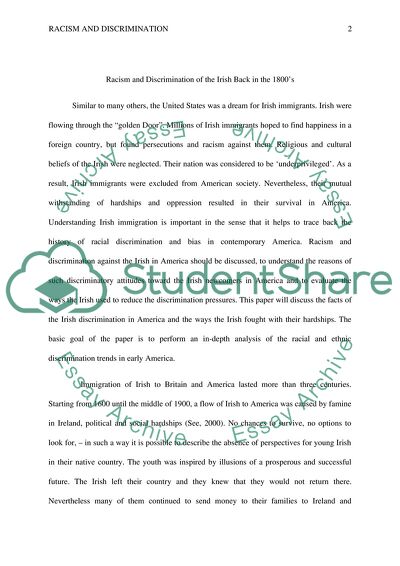 Racism and Discrimination of the Irish Back in the 1800s