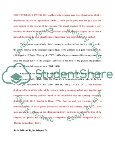 Accounting, Society and Environment - Taylor Wimpey Plc