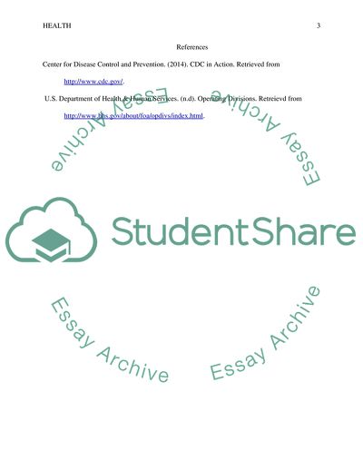 Center for Disease Control and Prevention