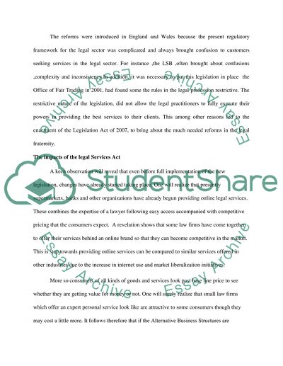 Critical review:impacts of legal services act