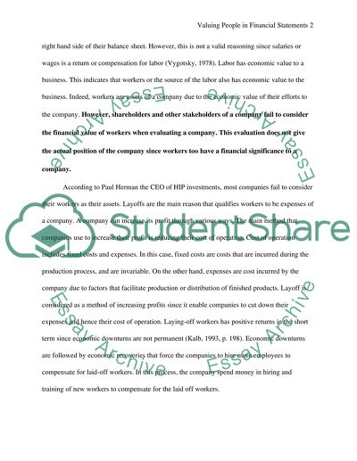 Valuing People in Financial Statements