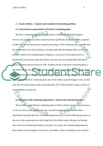 Classic Airlines Marketing Solution