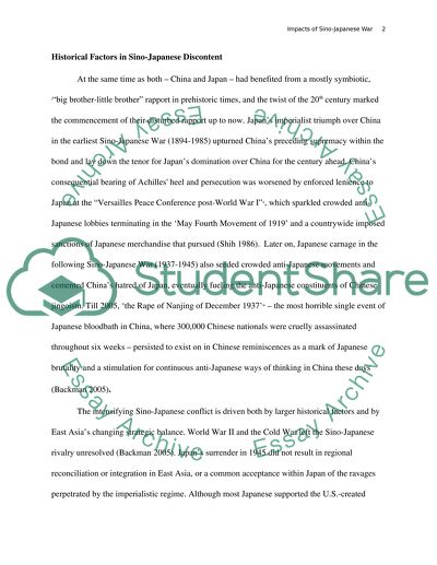 Cultural Impacts of Sino-Japanese War