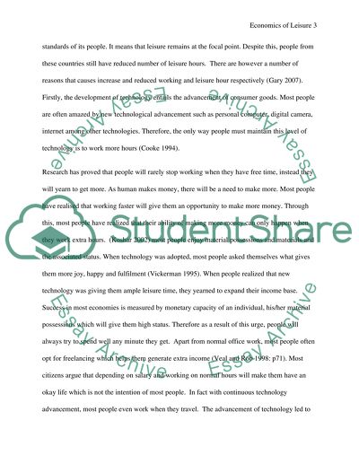 Advancement in Technology and High Leisure Hours