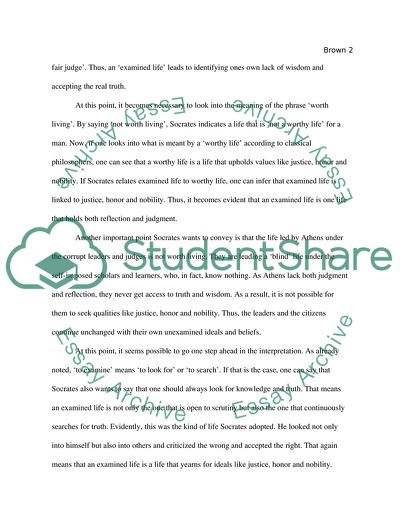 Meaning of an Examined Life in The Apology of Socrates by Plato