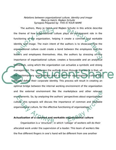 Relations between Organizational Culture, Identity and Image