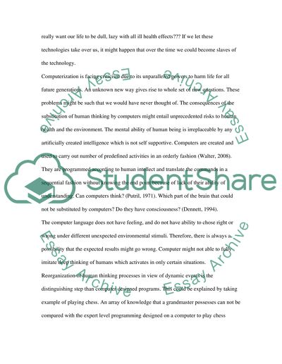 What could happen if computers substituted human thinking