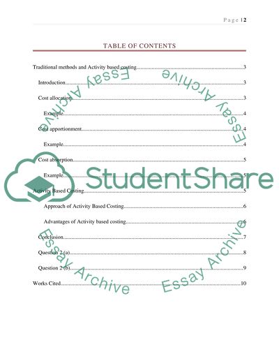Traditional Methods and Activity-Based Costing
